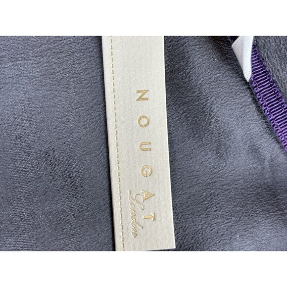Nougat London Silk Dress Purple Detail Womens Sz 3 Peat Grey Career Money Preppy - Picture 6 of 10